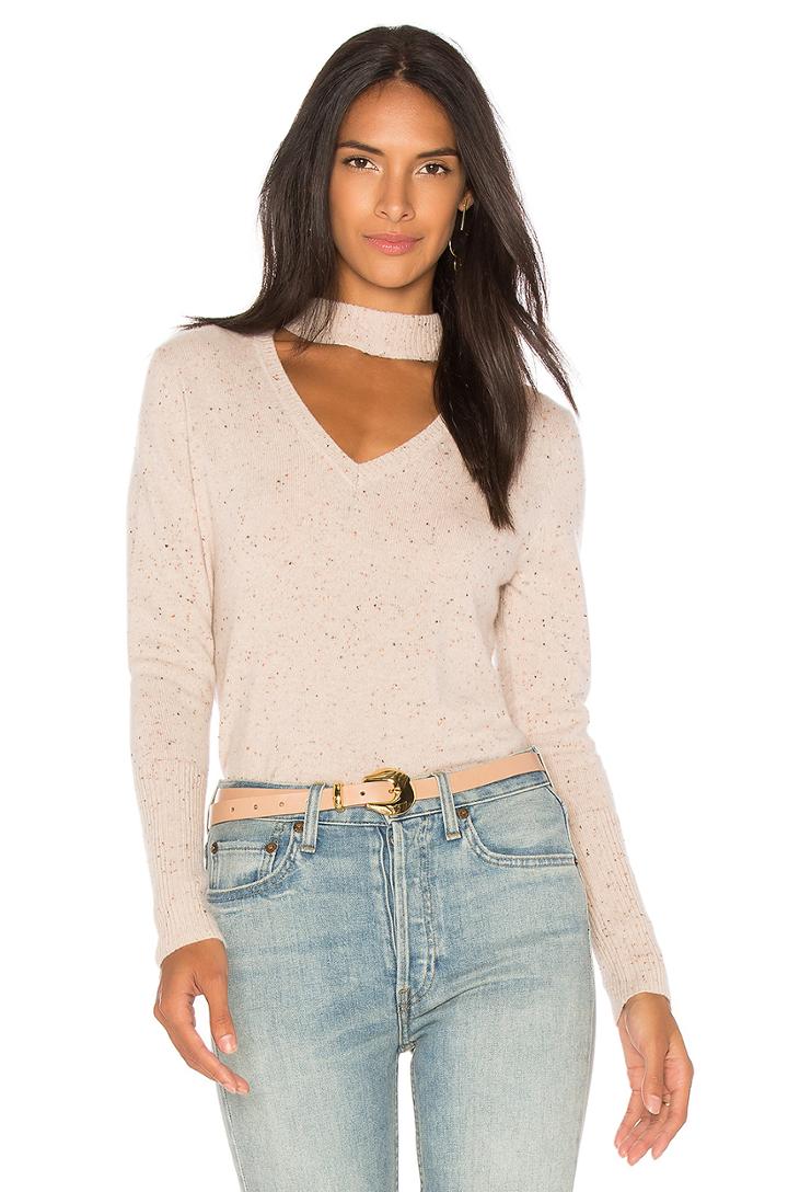 Cashmere Donegal Tweed Choker Sweater