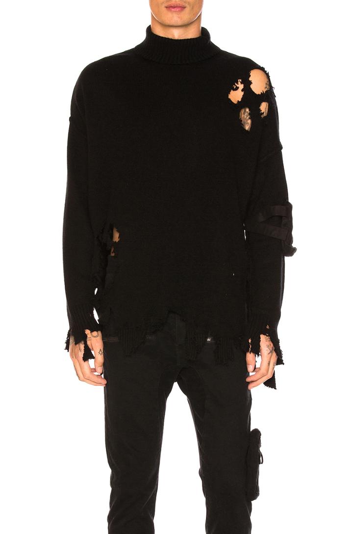 Destroyed Turtleneck Wool Sweater