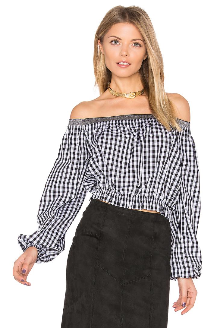 Pintuck Off Shoulder Top