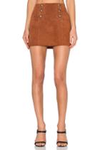 Front Button Suede Mini Skirt