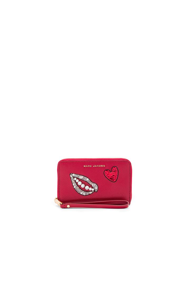 Sequin Hand To Heart Zip Phone Wristlet
