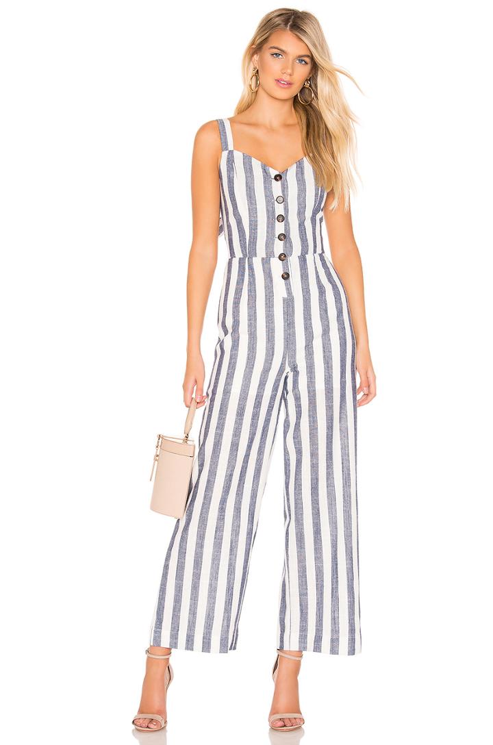 Striped Back Tie Jumpsuit