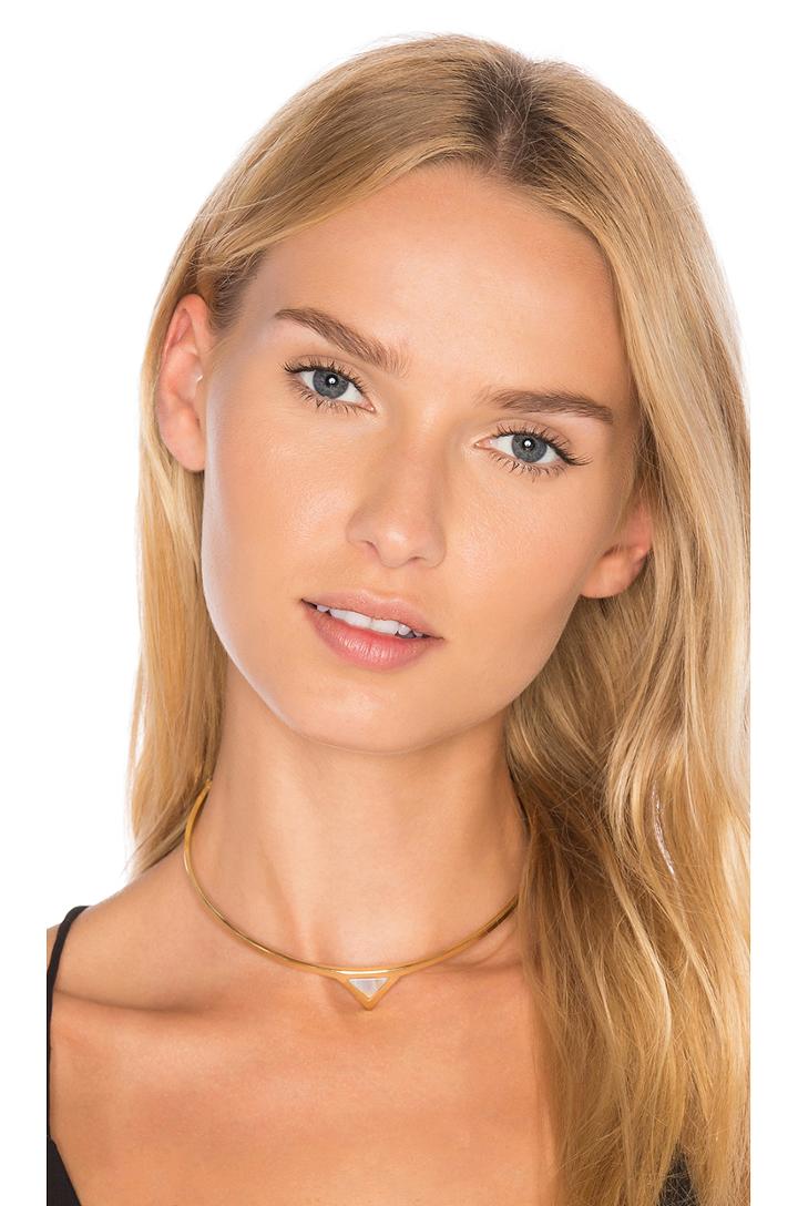 Tri Stone Inlay Collar Necklace