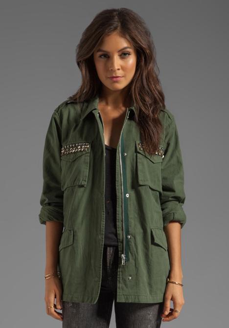 Bb Dakota Tawny Stud Trim Army Jacket In Army
