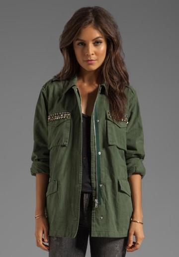Bb Dakota Tawny Stud Trim Army Jacket In Army