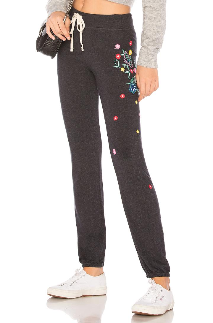 Floral Embroidery Sweatpants