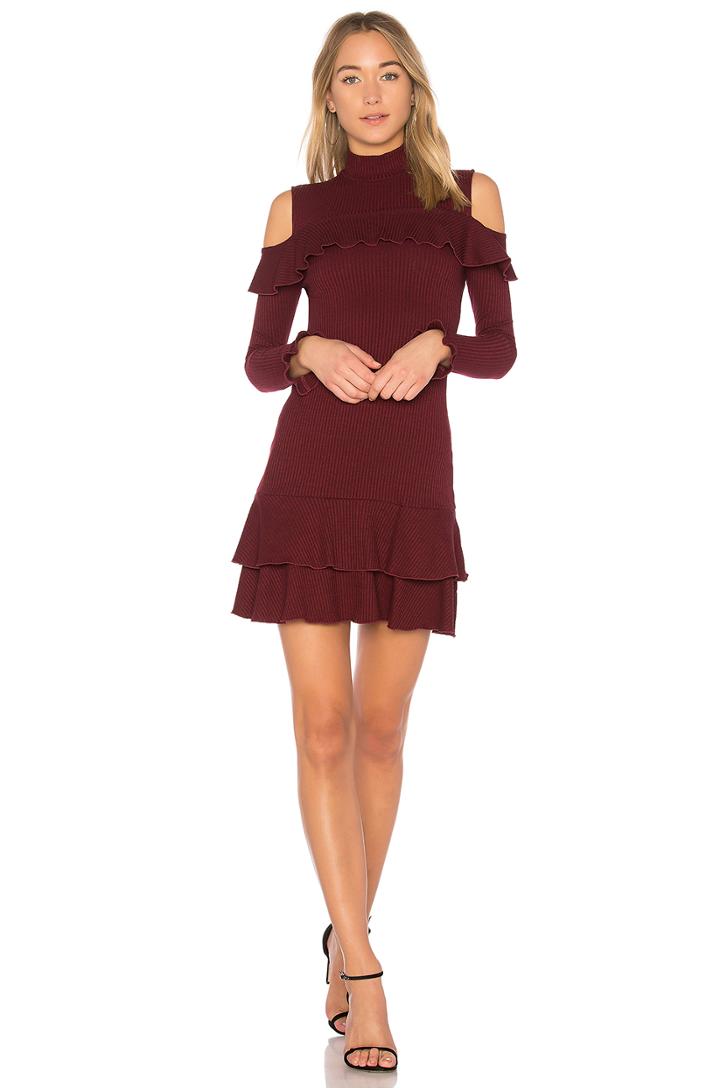 Rib Knit Ruffle Mini Dress
