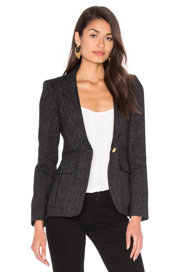 Peaked Lapel Inverted Pleat Pocket Blazer
