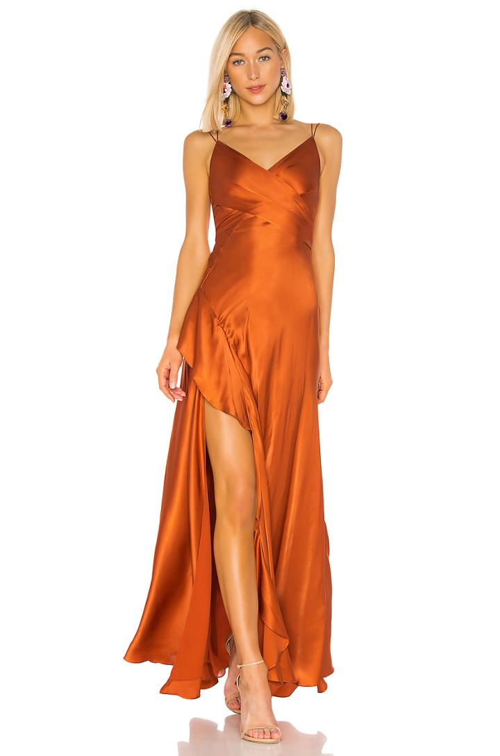 Silk Charmeuse Tie Front Maxi