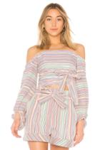 Rainbow Stripe Off Shoulder Wrap Top