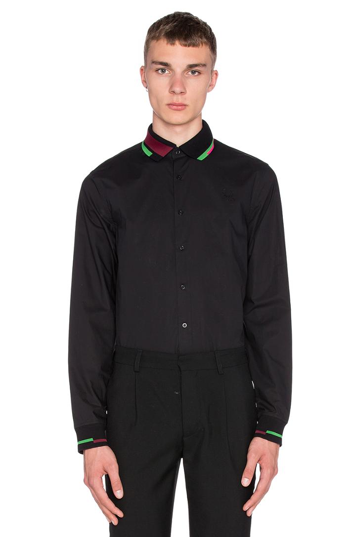 Long Sleeve Ribbed Collar And Cuff Shirt