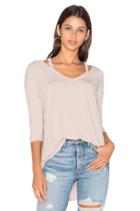 3/4 Sleeve Slit Shoulder Top