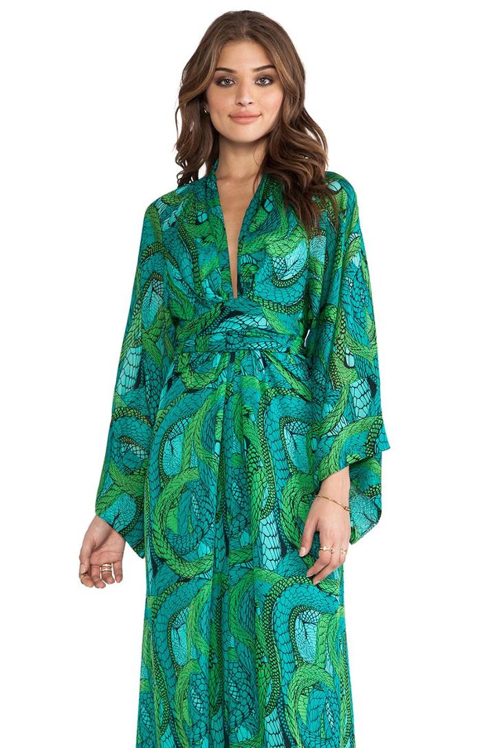 Issa Long Sleeve Printed Maxi Dress In Green