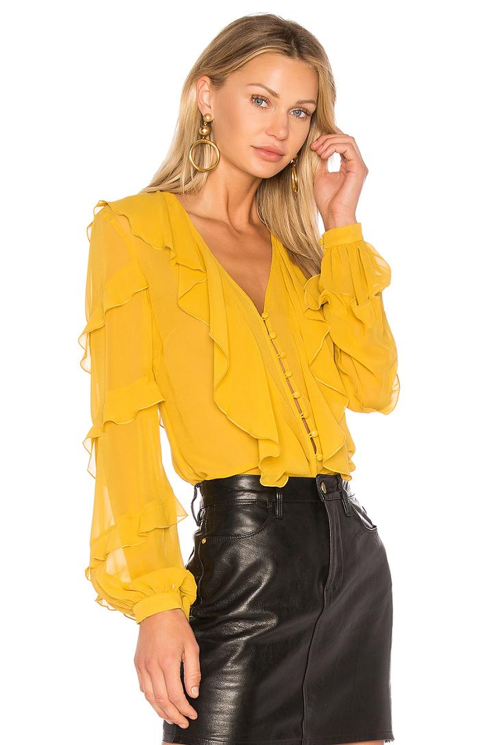 Silk Neck Ruffle Blouse