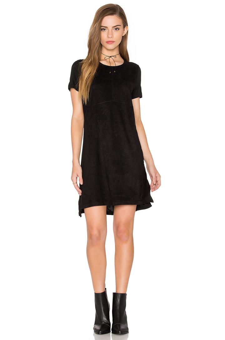 Short Sleeve Knit & Suede Dress