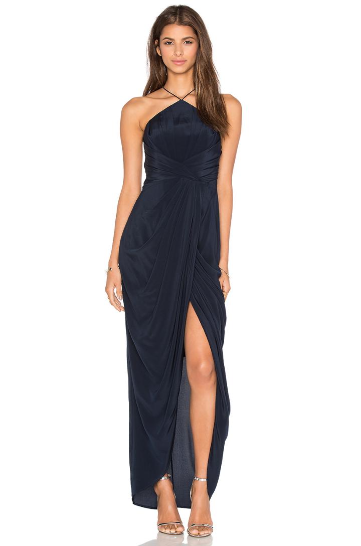 Silk Tuck Long Dress