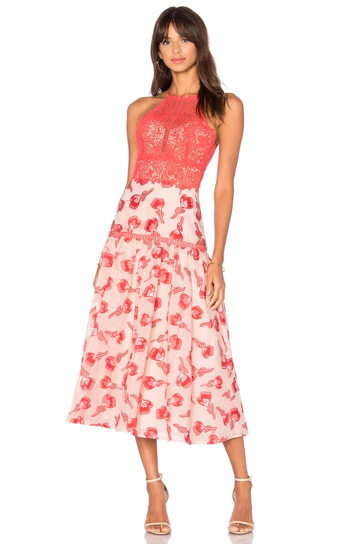 Floral Jacquard Midi Dress