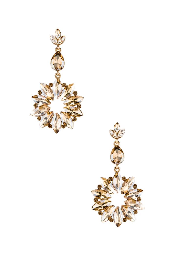 Sunburst Crystal Drop Champagne Earring