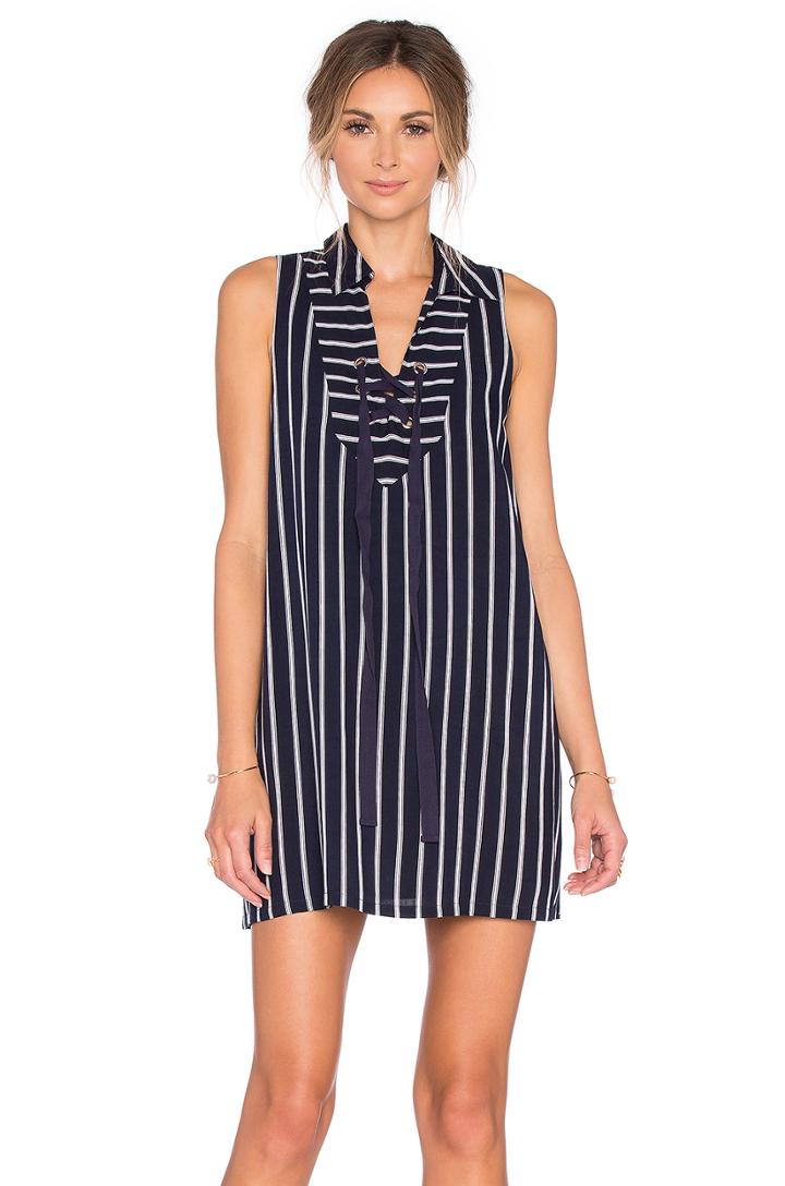 Lace Up Stripe Mini Dress