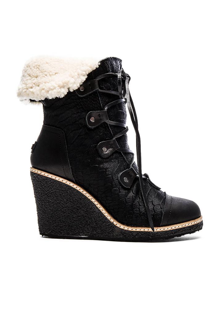 Mona Wedge Boot With Sheep Fur