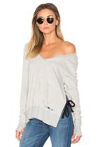 V-neck Side Slit Sweatshirt