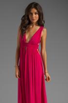 Anjeli Rayon Crepe Plunging V-nevk And V-back Empire Maxi Dress