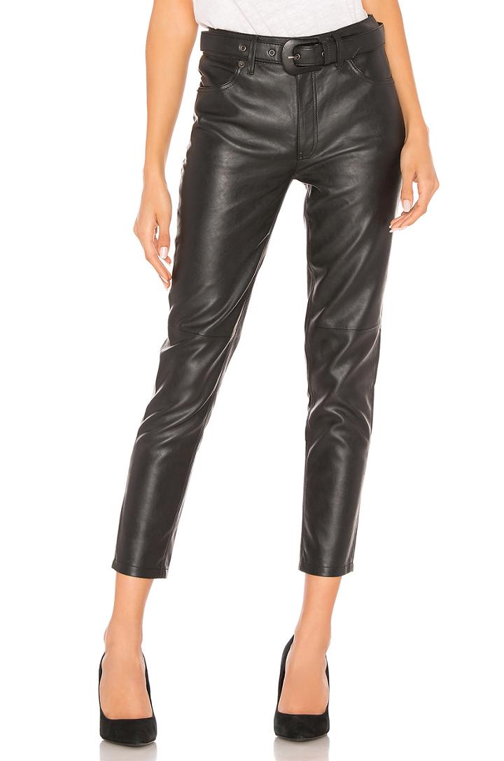 Belted Vegan Leather Skinny Pant