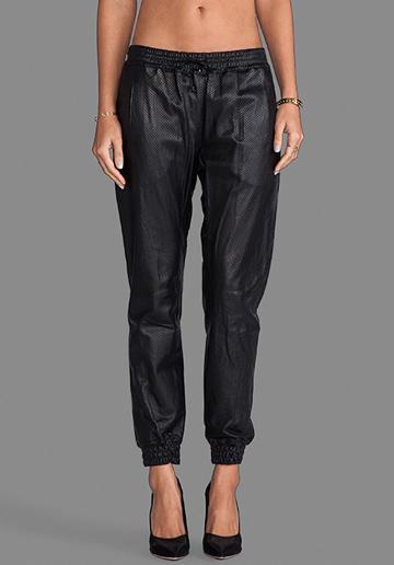 Alexis Cober Leather Track Pant In Black