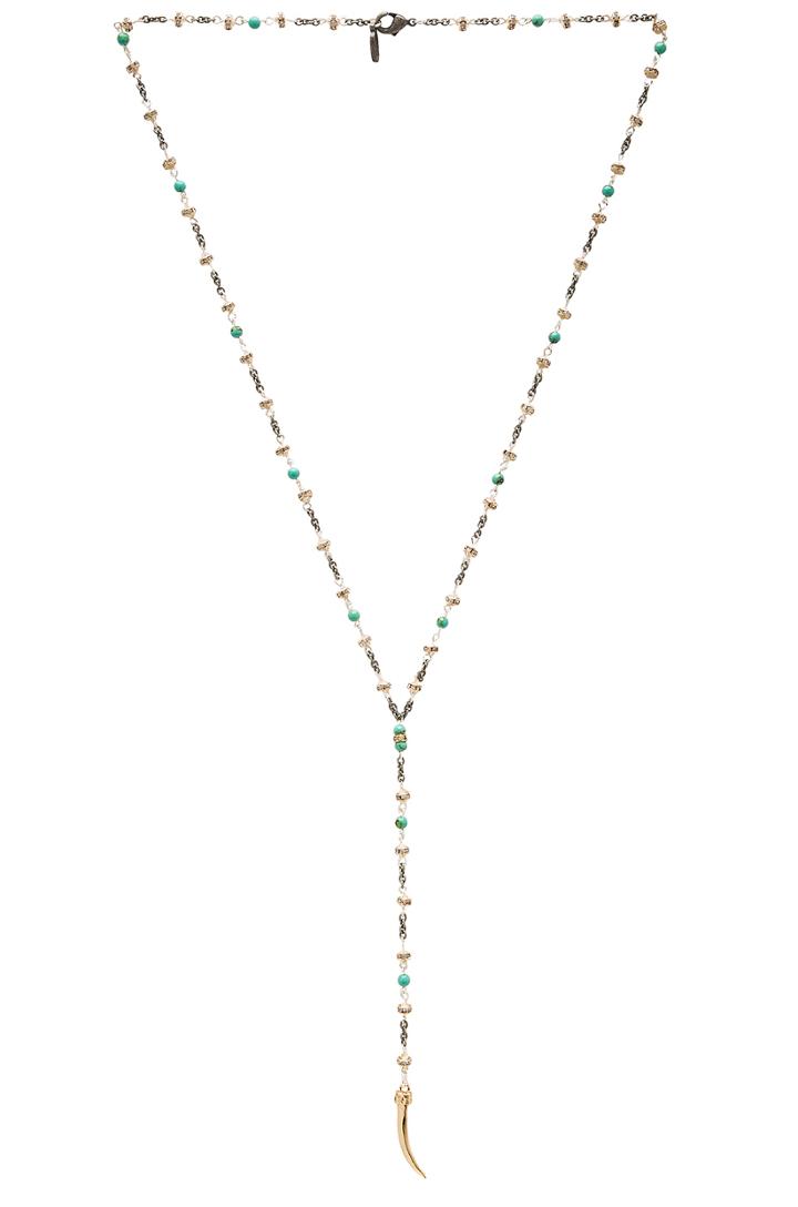 Beaded Lariat Horn Necklace