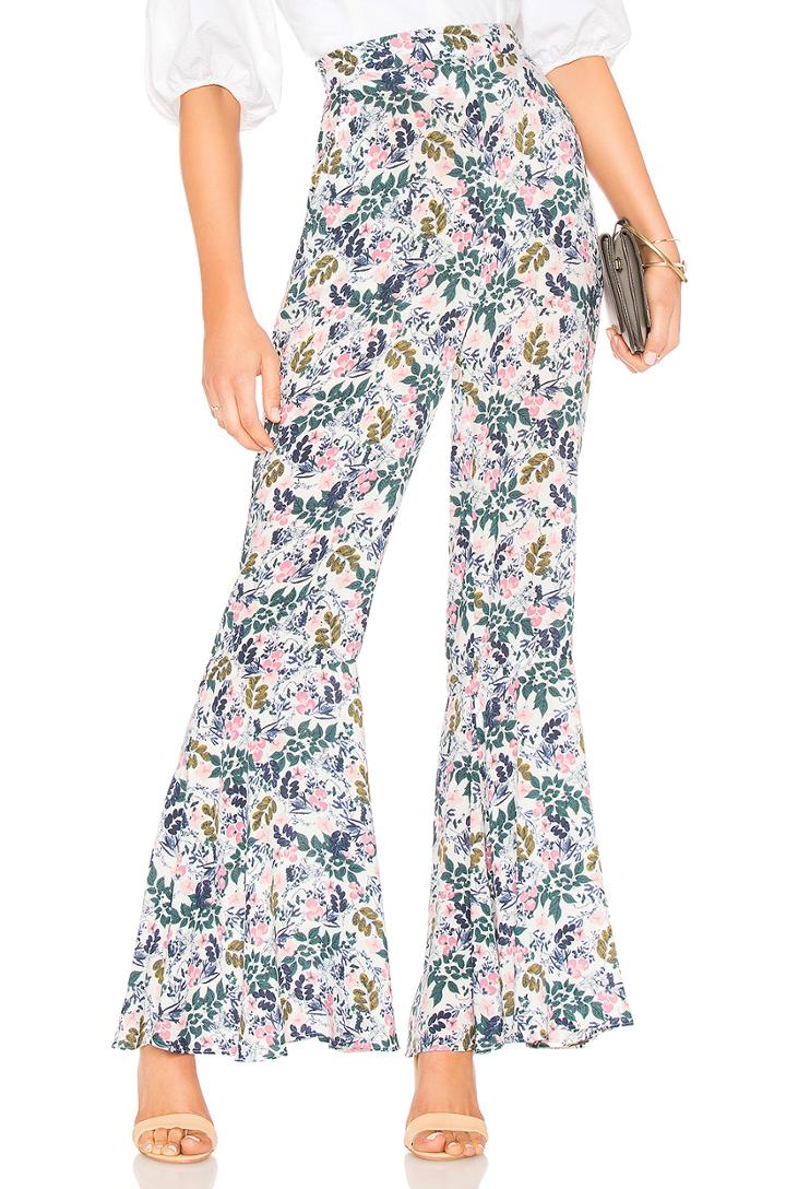 Ruffle Hem Cropped Palazzo Pant In Whisper White Multi