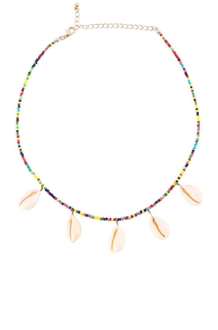 Rainbow Beaded Shell Choker