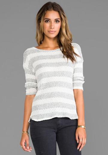 Soft Joie Nash Stripe Sweater In Light Gray