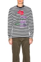 Flower Stripe Long Sleeve Crew