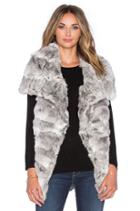 Wing Collar Long Hair Rabbit Fur Vest