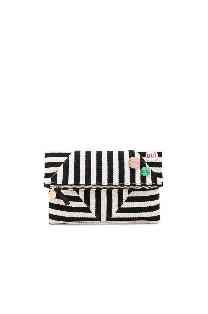 Patchwork V Foldover Clutch With Pins