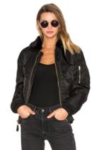 B-15 Slim Fit Bomber With Faux Fur Collar