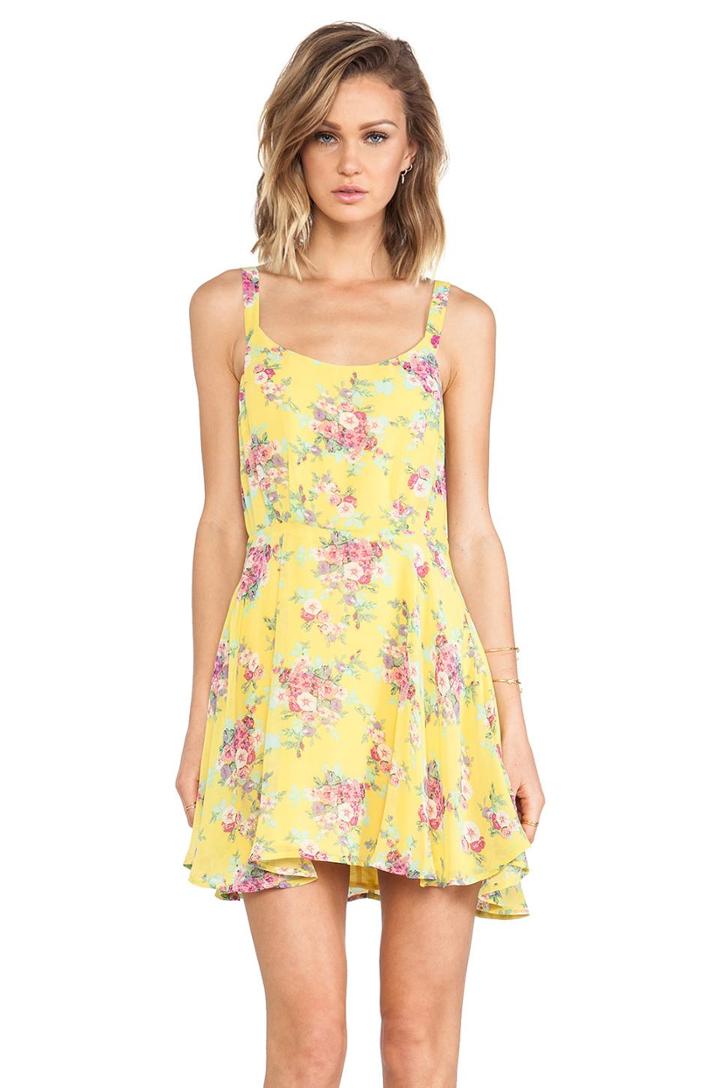 Lucca Couture Floral Tank Dress In Yellow