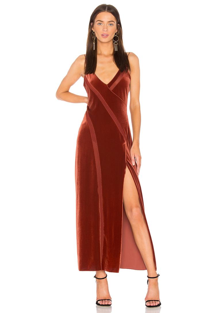 Spliced Velvet Maxi Dress