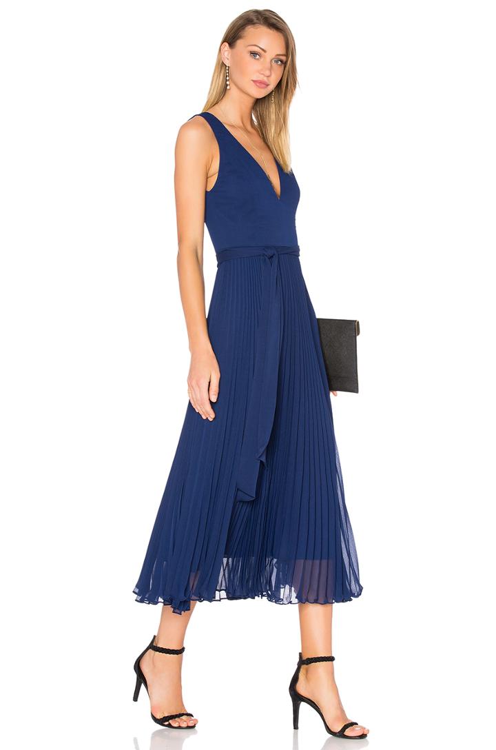 Ryn V Neck Tie Waist Midi Dress
