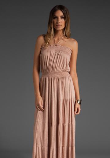 T-Bags LosAngeles Tiered Maxi Dress in Nude