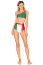Italy Tricolor One Shoulder Hot Pant Bikini Set
