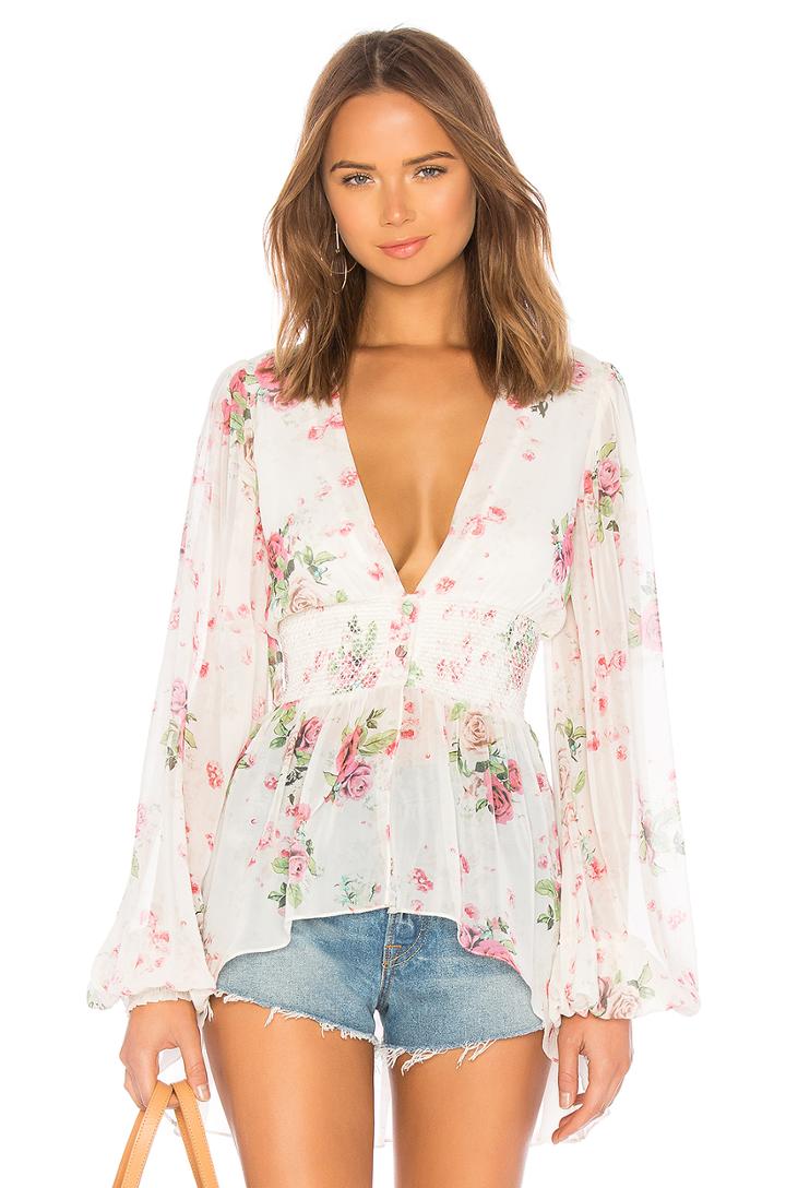 X Revolve Smocked Waist Top