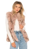 Fox Fur Sections Vest With Collar
