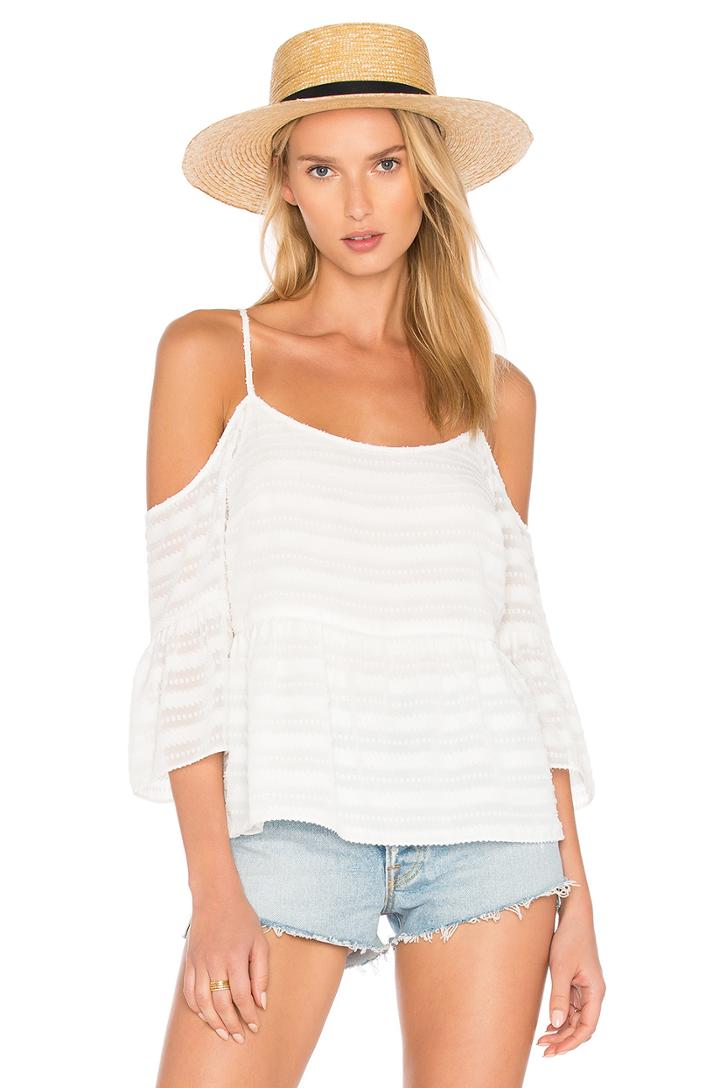 Cold Shoulder Ruffle Sleeve Blouse
