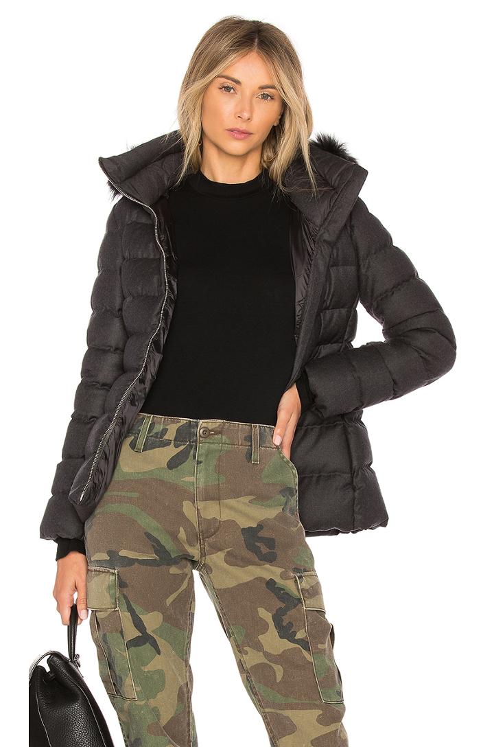 Down Fur Border Jacket With Raccoon Fur