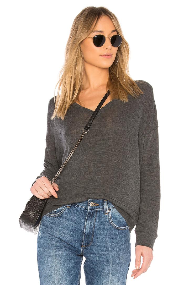 Drop Shoulder V Neck Pullover