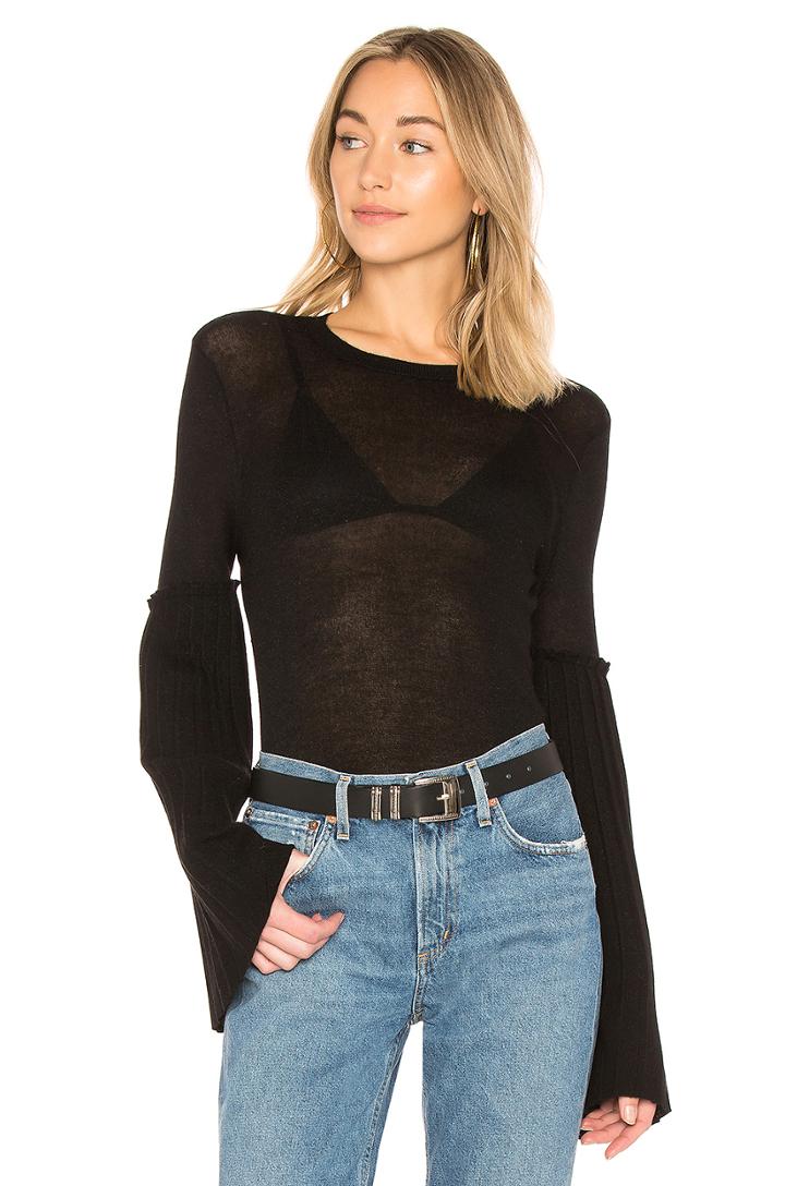 Pleated Trumpet Sleeve Crew