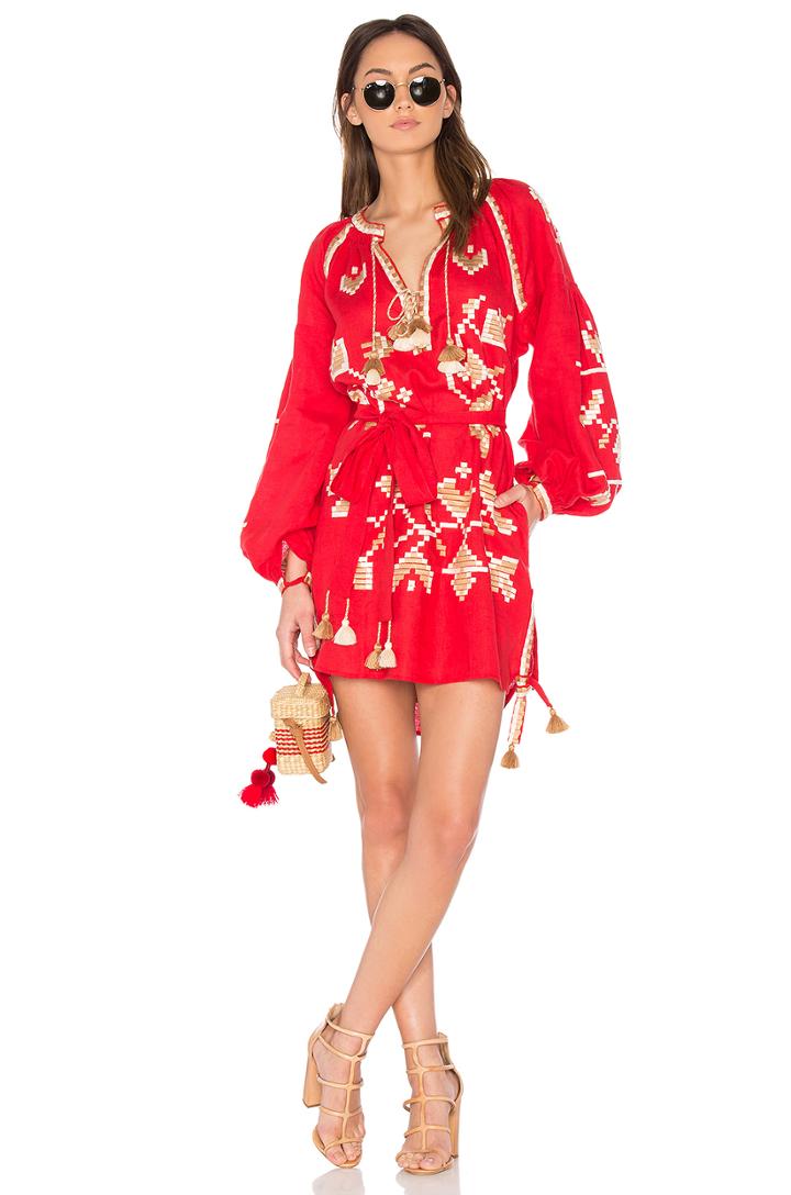 Long Sleeve Flora Embroidered Mini Dress