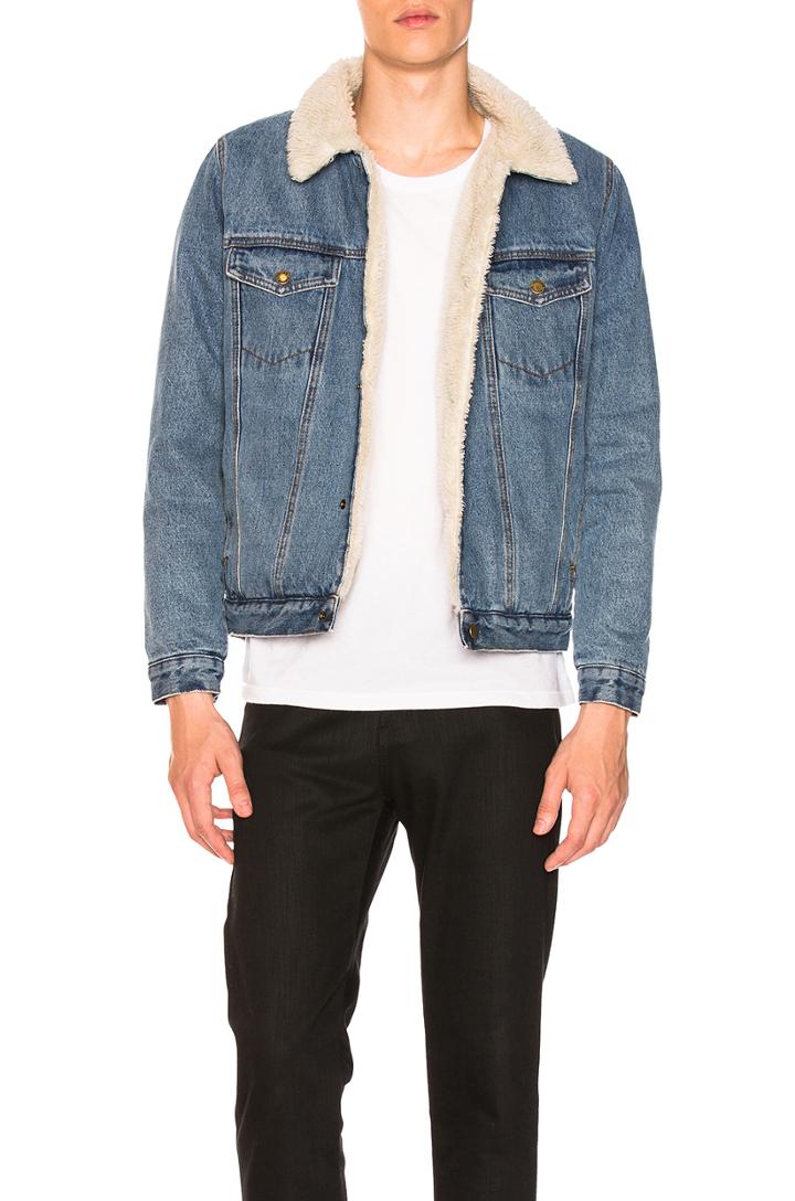 Denim Sherpa Faux Fur Jacket
