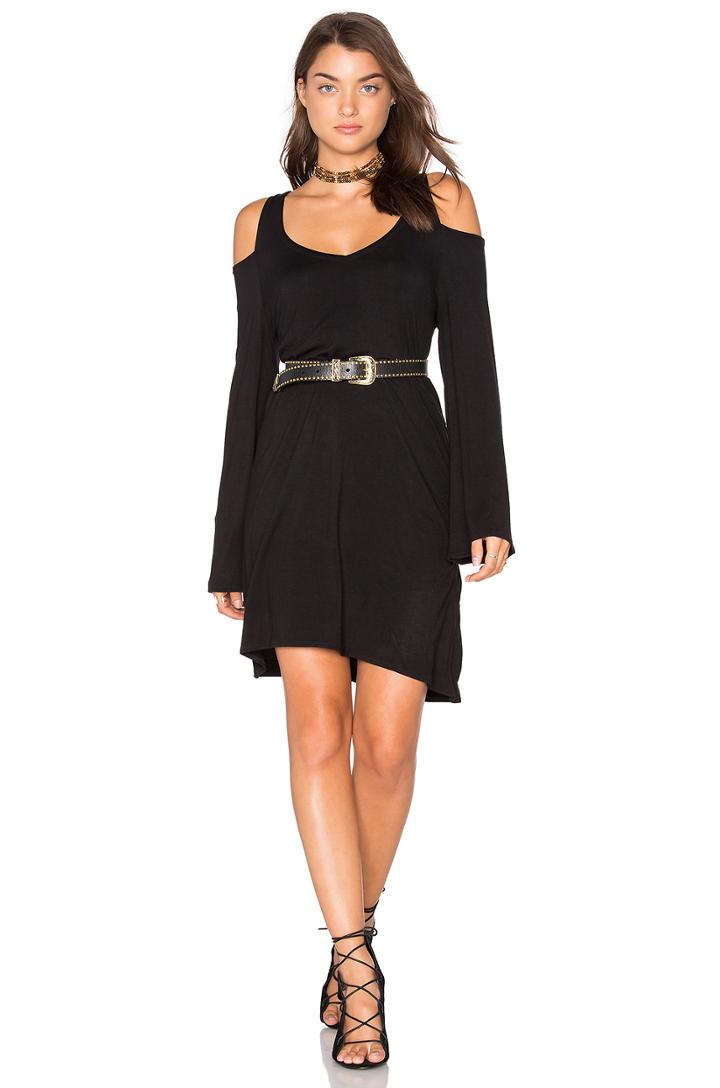 Double V Cold Shoulder Mini Dress